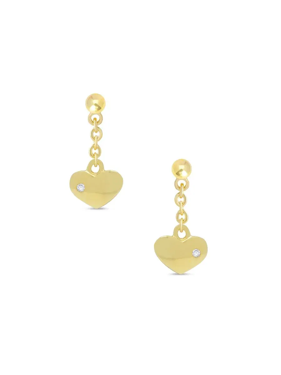 Серьги-подвески с сердцем из кубического циркония, 18K золотое покрытие Lily Nily