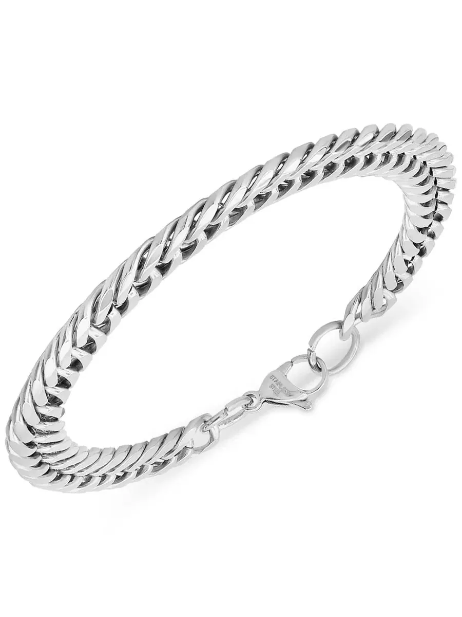 Мужской браслет из нержавеющей стали с кубинским плетением Steeltime — изображение 2 из 3, оттенок серебряный