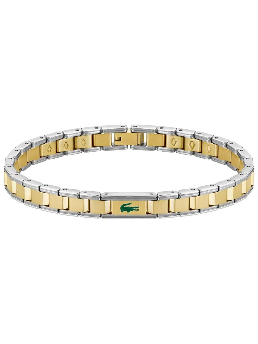 Браслет с дизайном H-link, двухцветный, с крокодилом из зеленой эмали, Metropole Edge Lacoste