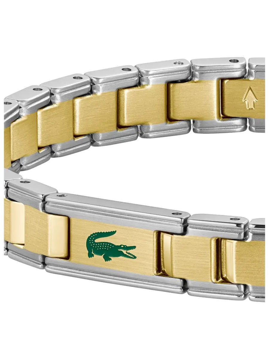 Браслет с дизайном H-link, двухцветный, с крокодилом из зеленой эмали, Metropole Edge Lacoste — изображение 2 из 6