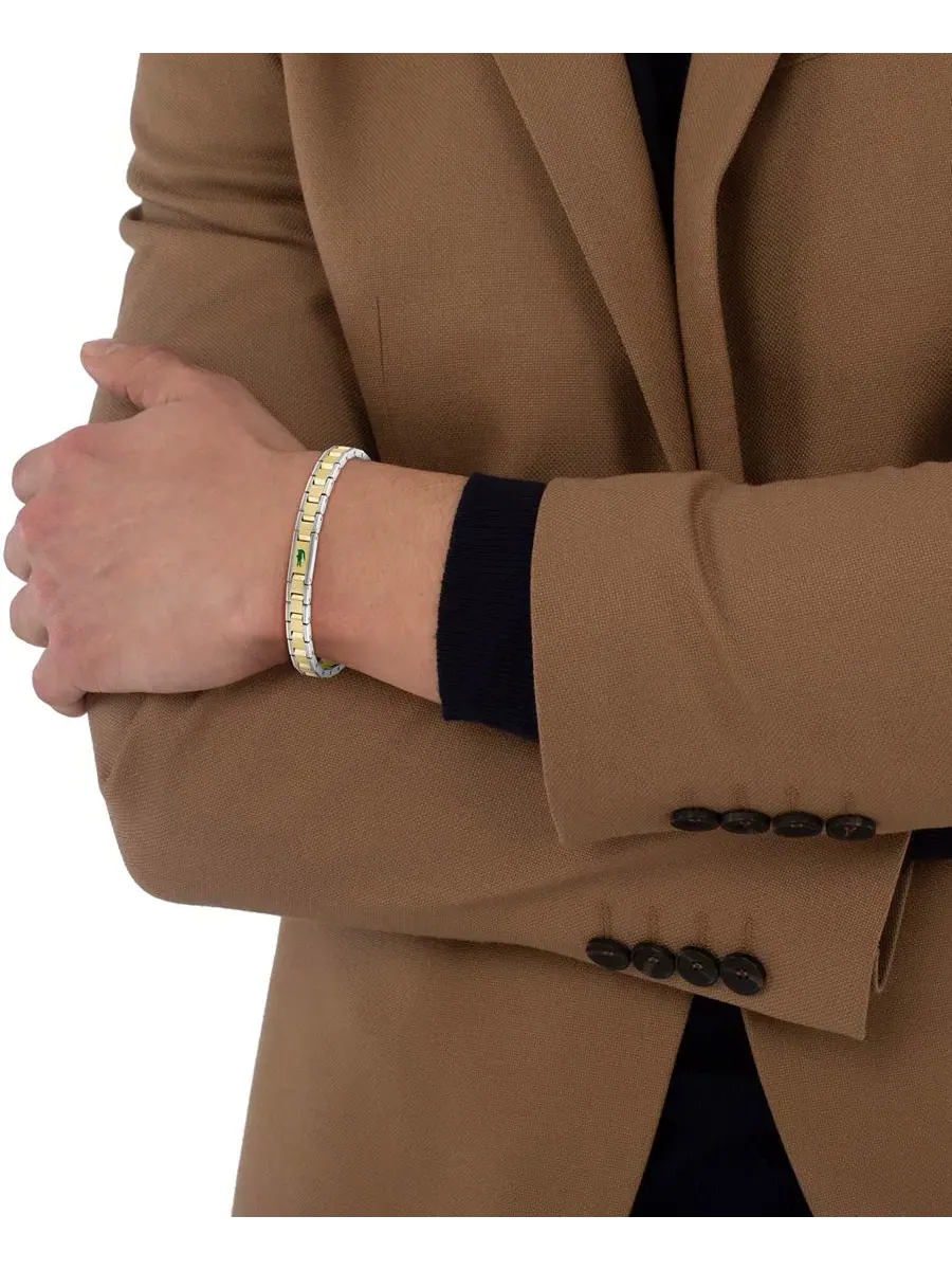 Браслет с дизайном H-link, двухцветный, с крокодилом из зеленой эмали, Metropole Edge Lacoste — изображение 5 из 6