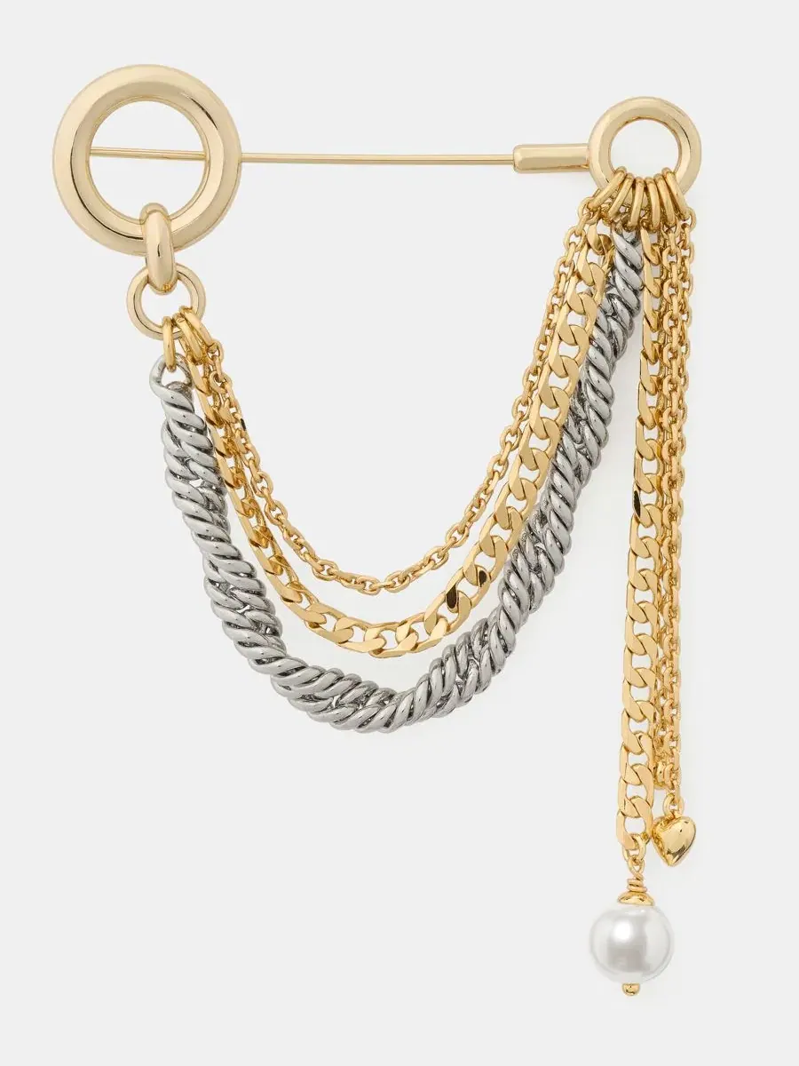 Брошь с цепочкой Two-Tone Chain Reaction kate spade new york — изображение 1 из 3, оттенок мульти
