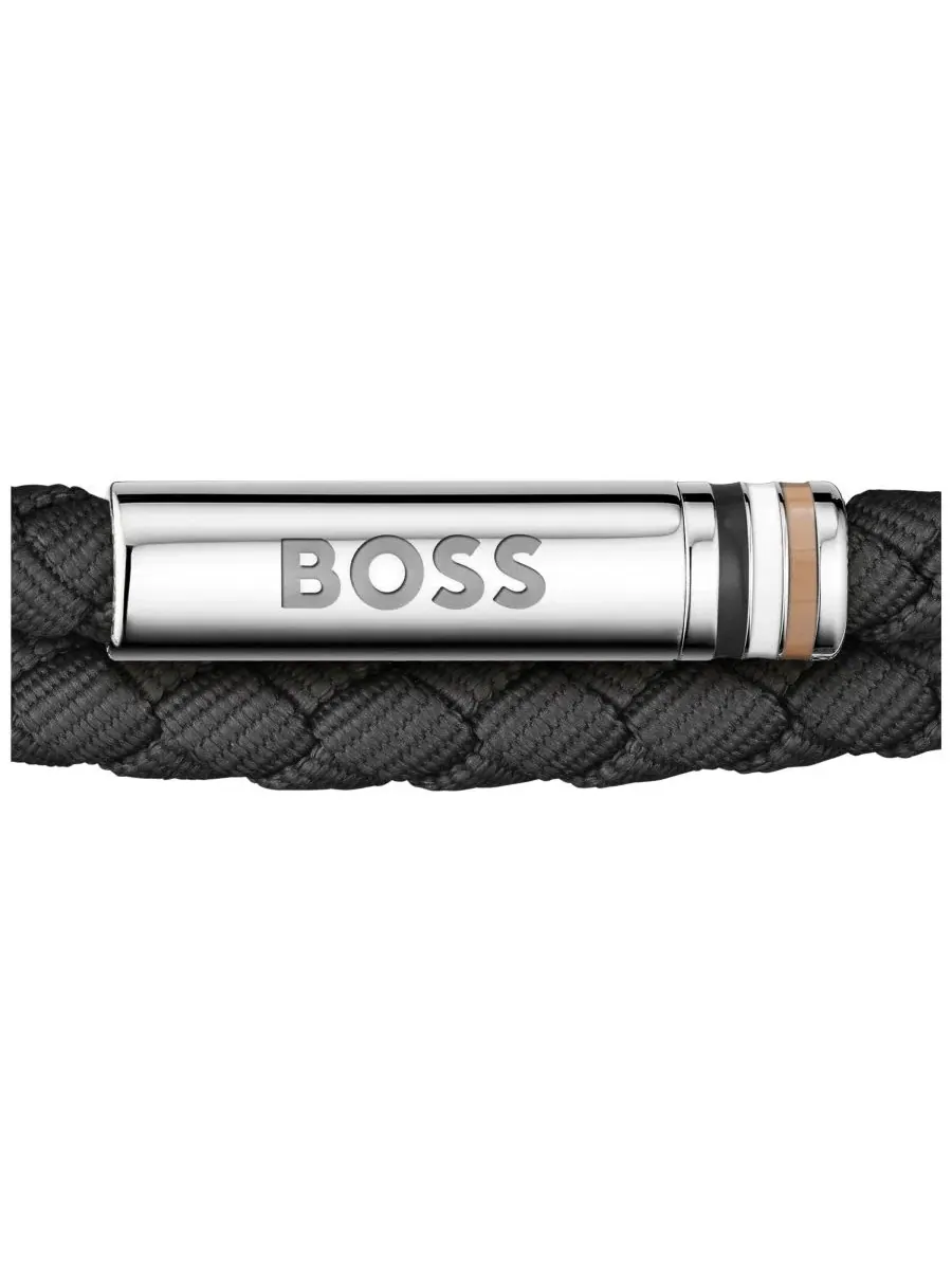 Мужской браслет Ares Summer из нержавеющей стали с черным нейлоновым шнуром Hugo Boss — изображение 2 из 3, оттенок черный