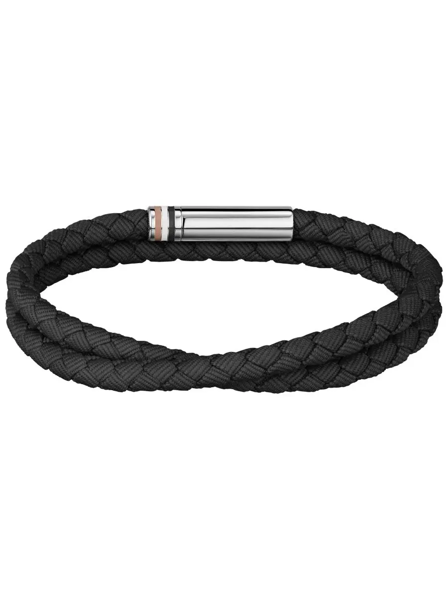 Мужской браслет Ares Summer из нержавеющей стали с черным нейлоновым шнуром Hugo Boss — изображение 3 из 3, оттенок черный