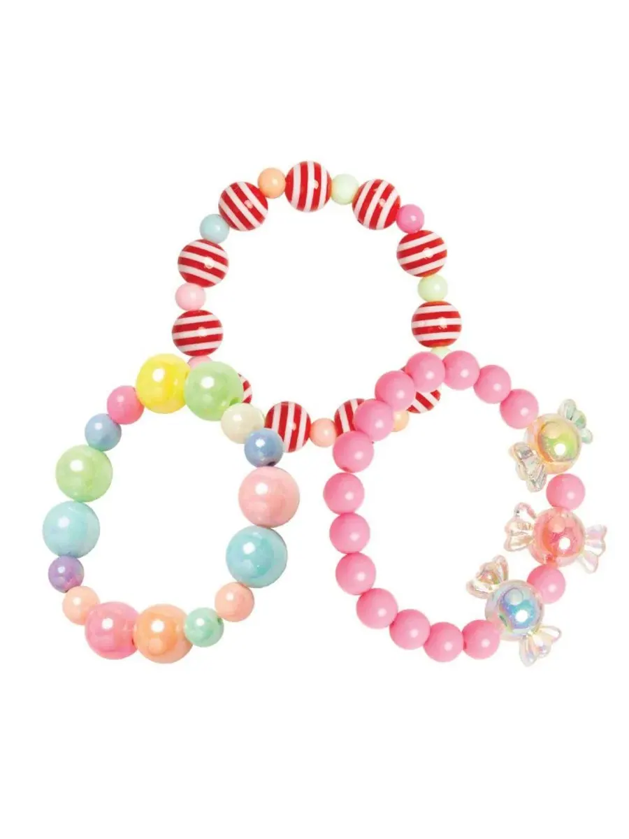 Набор из трех браслетов для девочек - Candy Pearls Puttisu — изображение 1 из 3, оттенок серебристый
