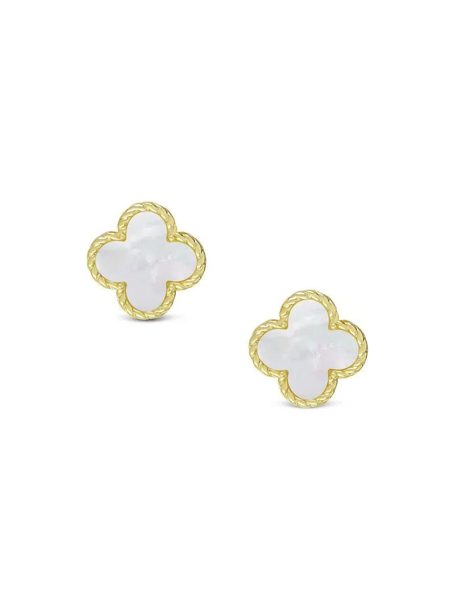 Серьги-гвоздики с перламутровым клевером, с покрытием 18K золото Lily Nily