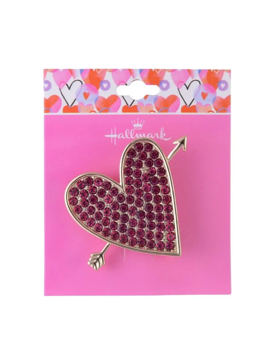 Брошь с сердцем и стрелой Pink Stone Heart and Arrow Pin Hallmark — изображение 4 из 4, оттенок розовый