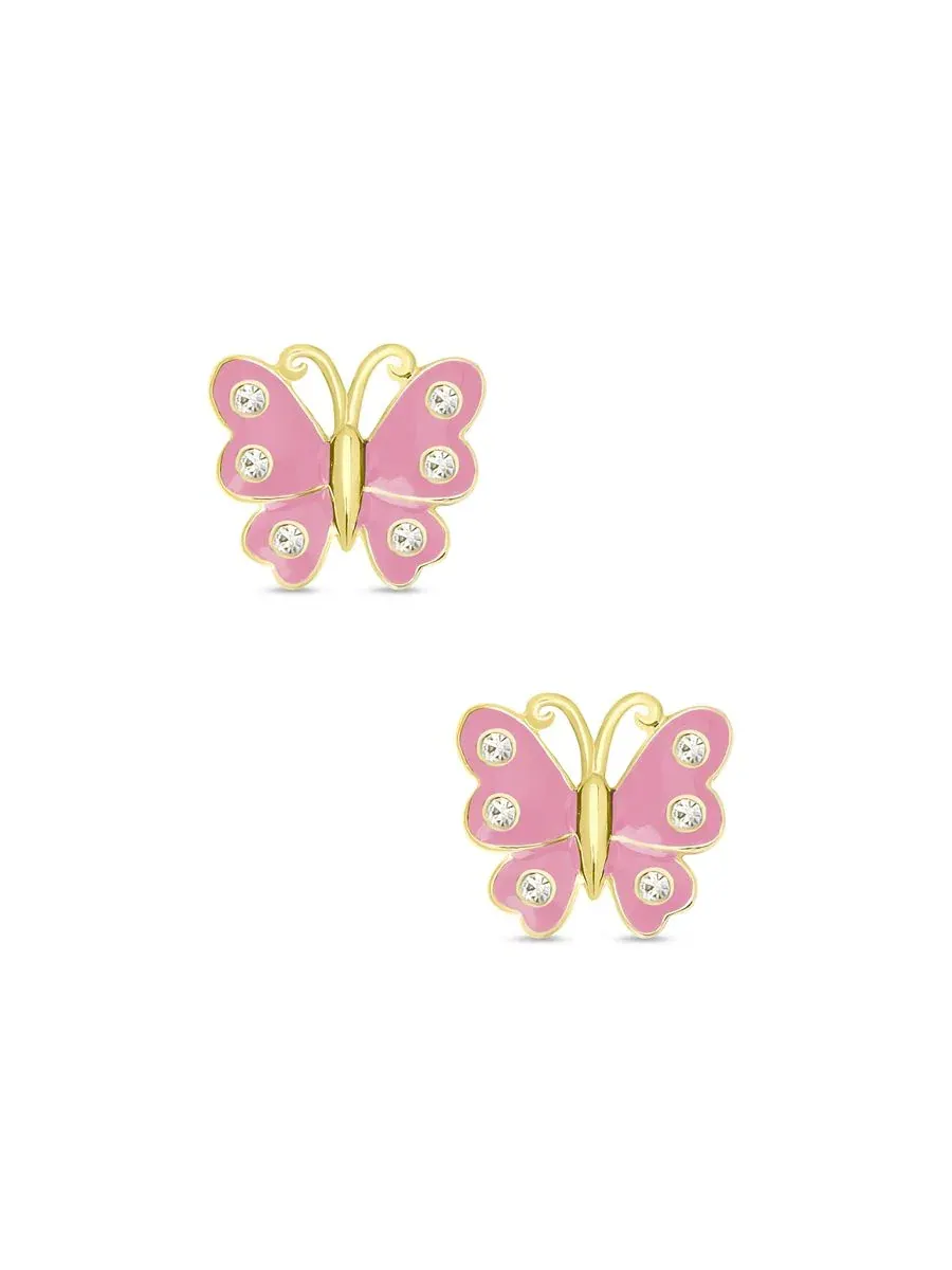 Детские серьги-пусеты с бабочкой, 18K золотое покрытие Lily Nily