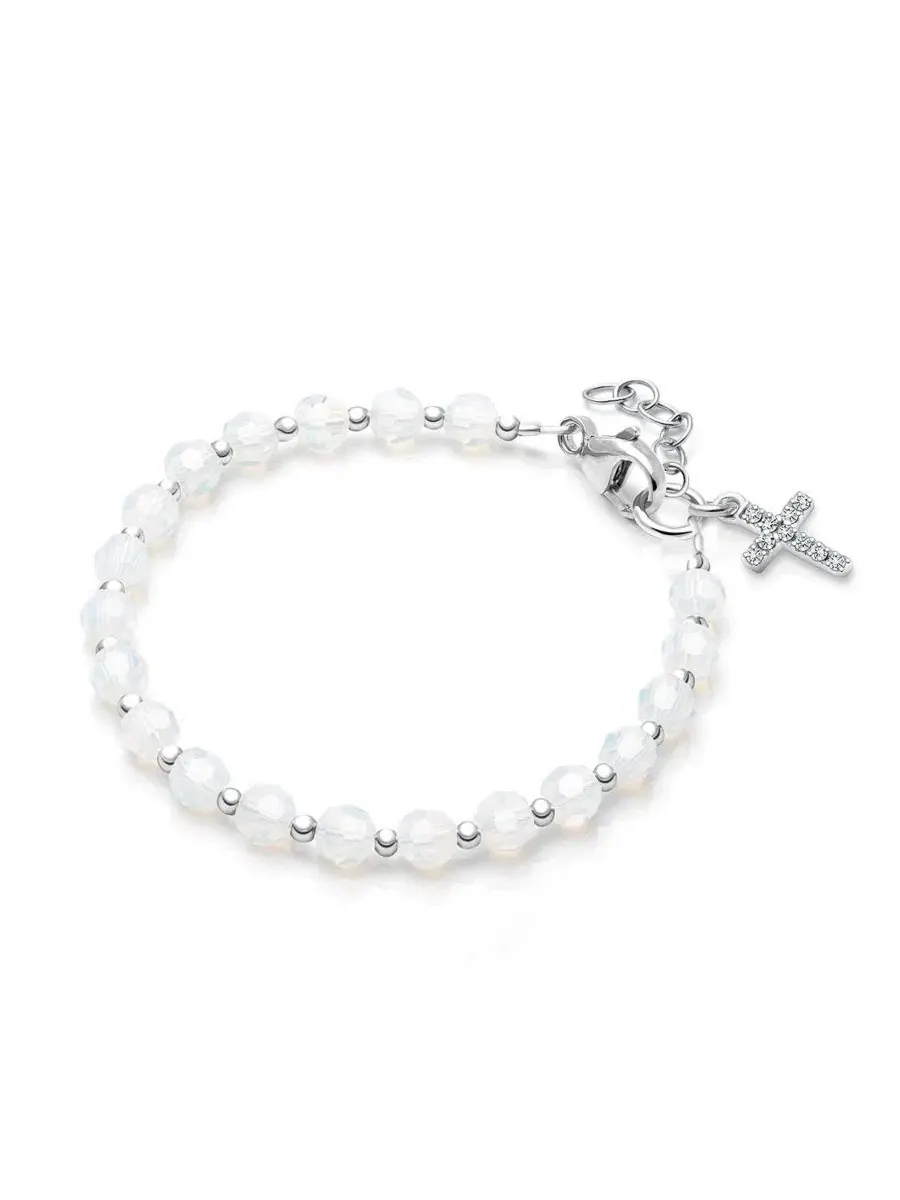 Браслет с крестом из кристаллов и циркония Sterling Silver Shimmer Crystal with Cross Bracelet Tiny — изображение 1 из 4