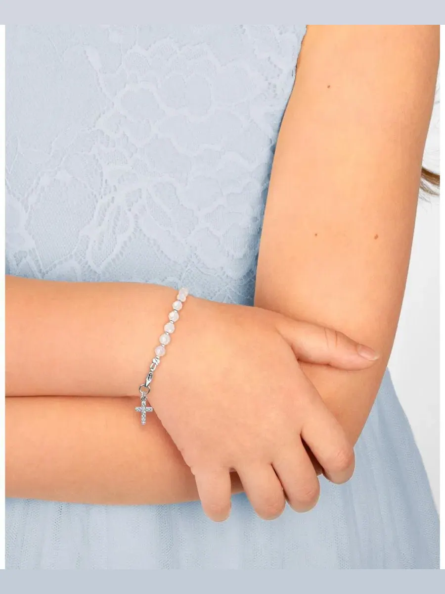 Браслет с крестом из кристаллов и циркония Sterling Silver Shimmer Crystal with Cross Bracelet Tiny — изображение 2 из 4