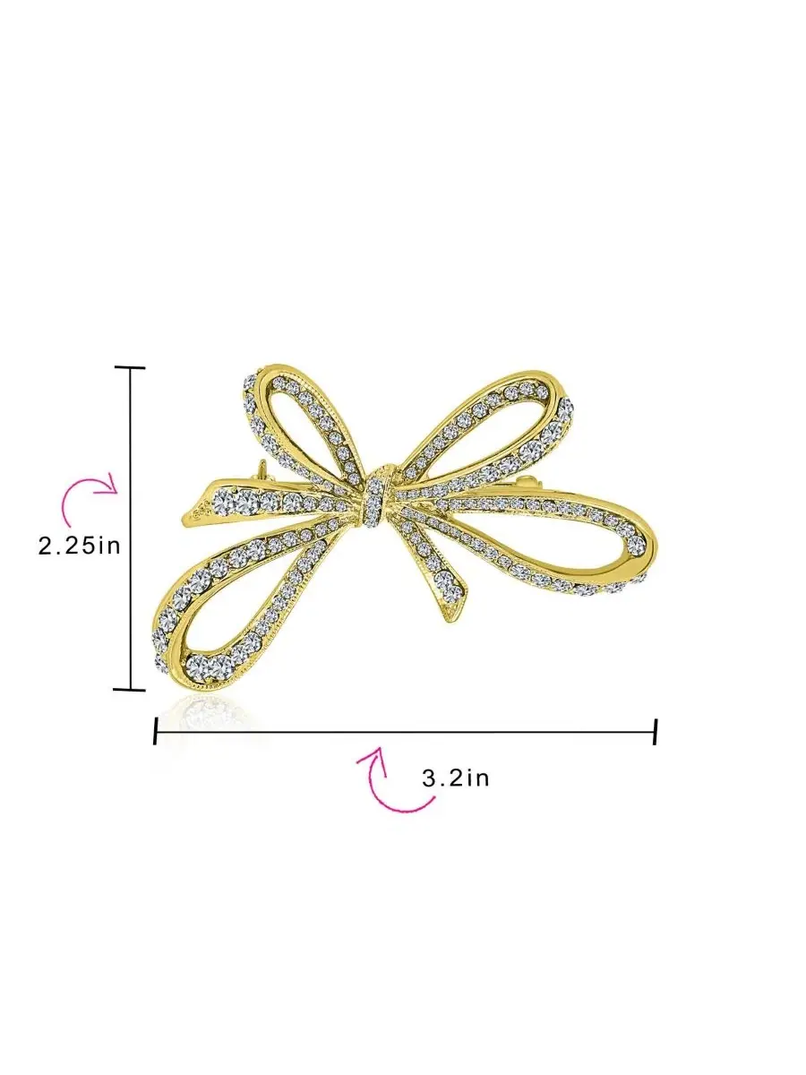 Зимняя брошь-булавка в виде прозрачной хрустальной ленты с бантом Bling Jewelry — изображение 5 из 5