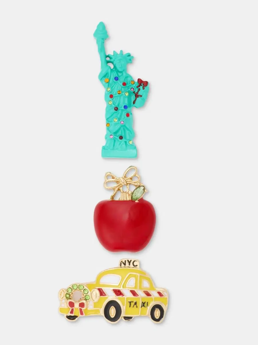 Новогодний набор из трех брошей NYC Holiday Pins Holiday Lane — изображение 1 из 3, оттенок мульти