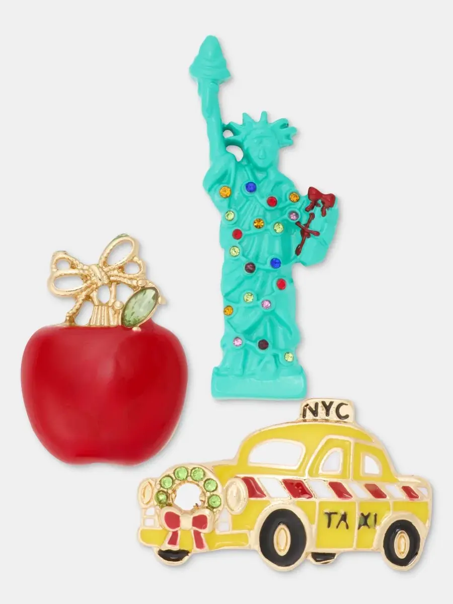 Новогодний набор из трех брошей NYC Holiday Pins Holiday Lane — изображение 2 из 3, оттенок мульти
