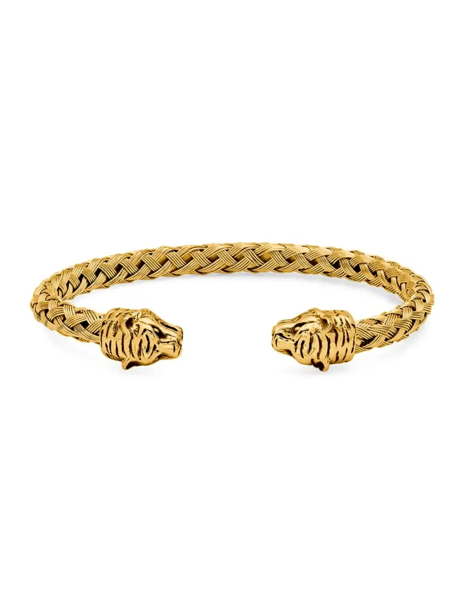 Браслет-манжета с головой тигра из плетеной проволоки, модель Tiger Head STEELTIME