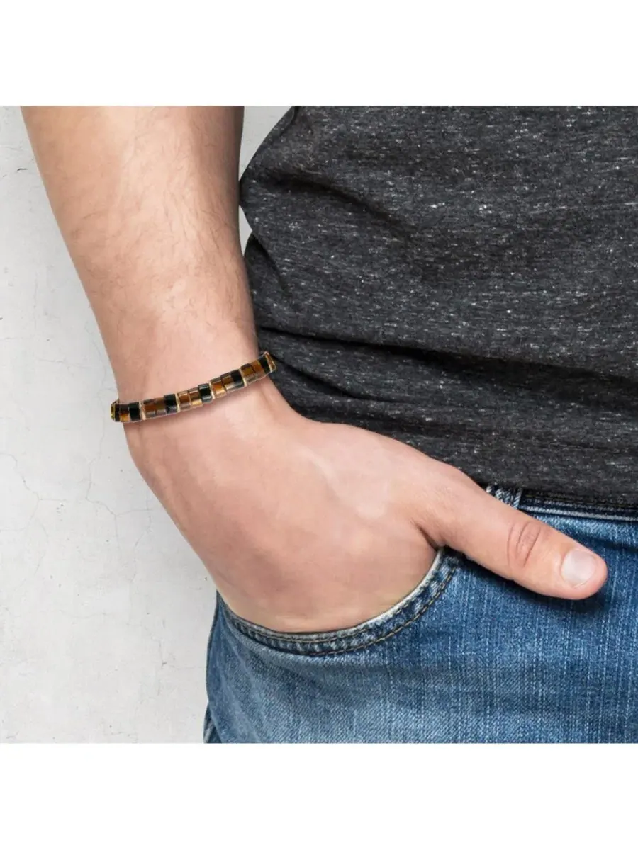Мужской браслет из бусин «Хейши» с тигровым глазом Lucky Brand — изображение 2 из 6