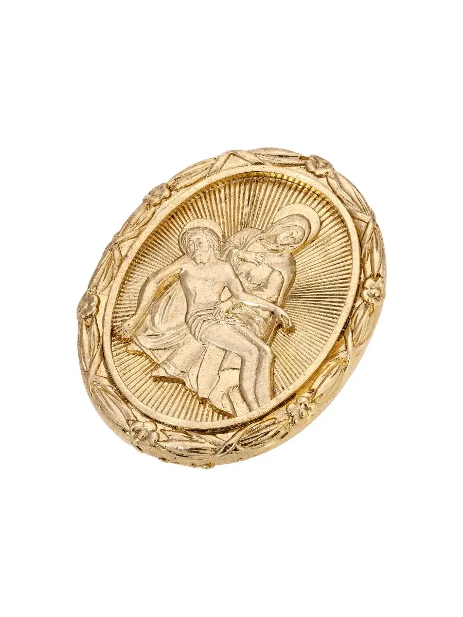 Овальная булавка с изображением Иисуса и Марии золотистого цвета Symbols Of Faith