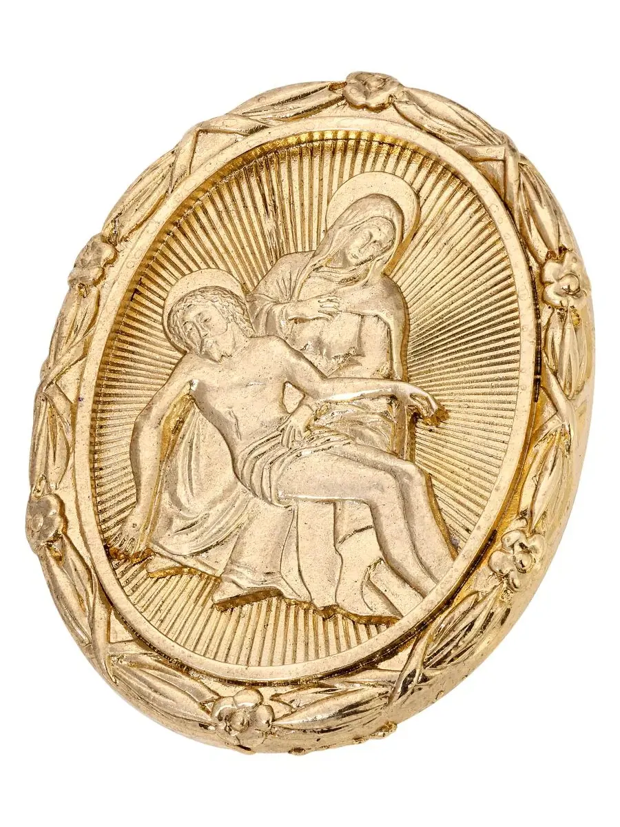 Овальная булавка с изображением Иисуса и Марии золотистого цвета Symbols Of Faith — изображение 2 из 3, оттенок желтый