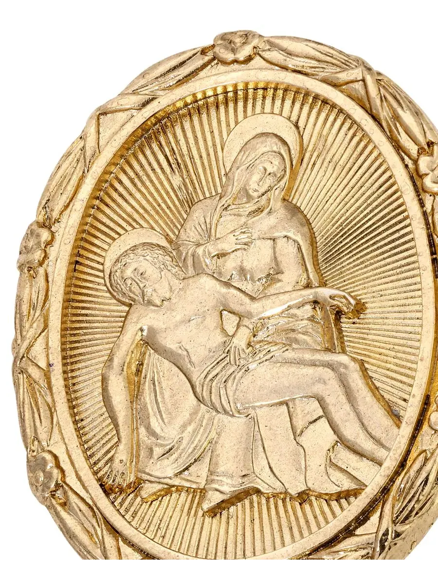 Овальная булавка с изображением Иисуса и Марии золотистого цвета Symbols Of Faith — изображение 3 из 3, оттенок желтый
