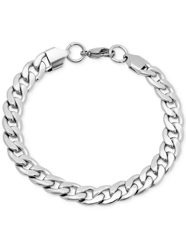 Мужской серебряный кубинский браслет Steeltime