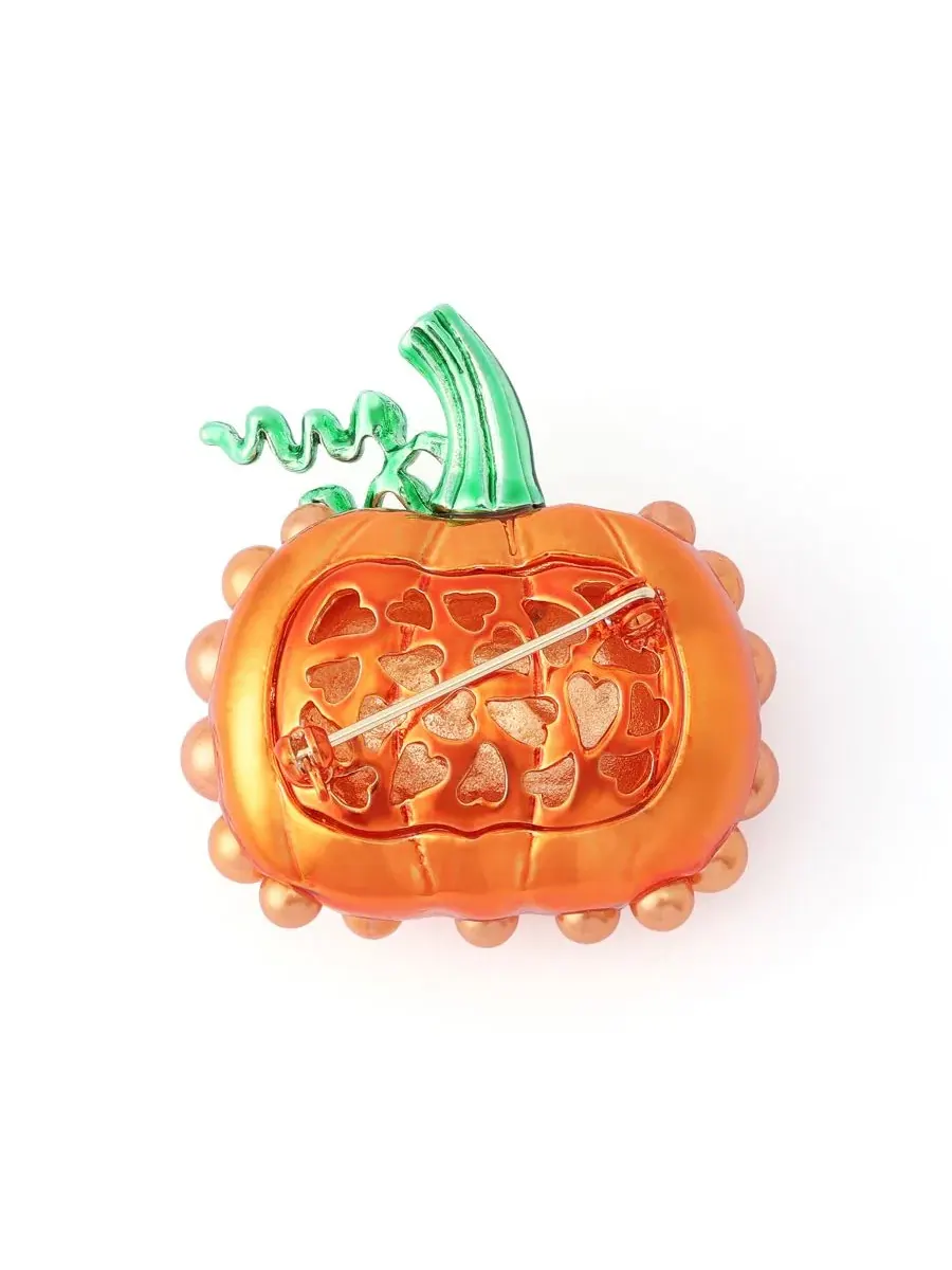 Брошь с тыквой и жемчугом, Halloween Cultured Pearl Pumpkin Betsey Johnson — изображение 3 из 4, оттенок оранжевый