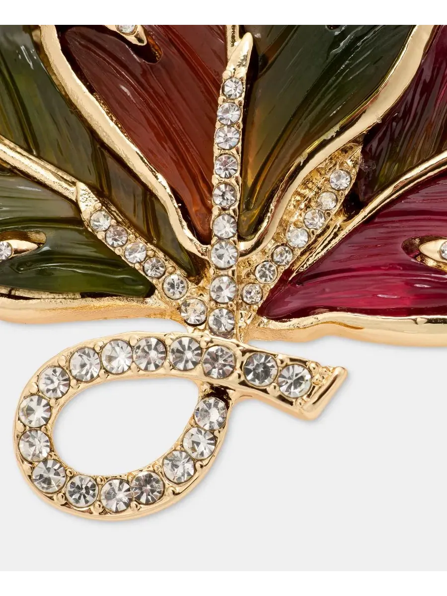 Брошь-булавка с подвеской в виде листа, с паве из стекла, модель Pavé Hanging Leaf Pin Anne Klein — изображение 3 из 4