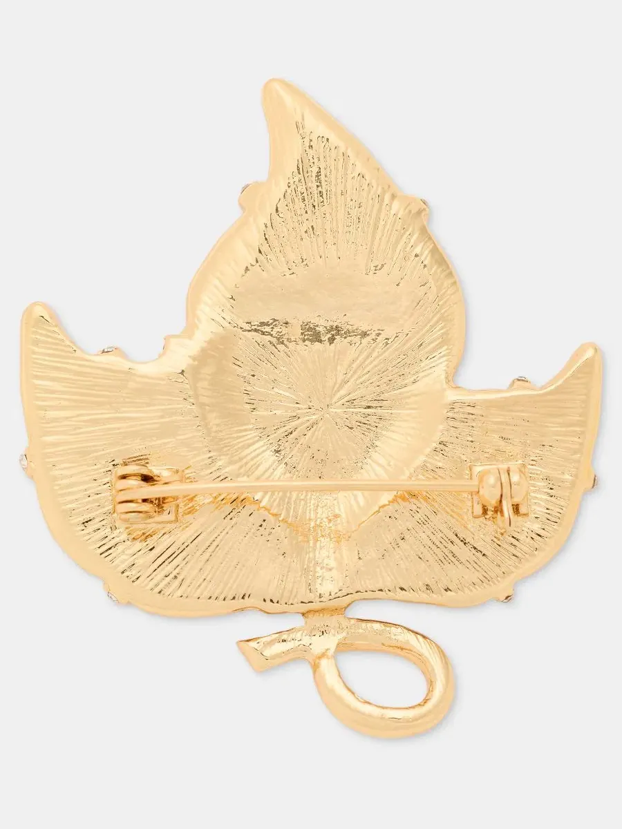 Брошь-булавка с подвеской в виде листа, с паве из стекла, модель Pavé Hanging Leaf Pin Anne Klein — изображение 4 из 4