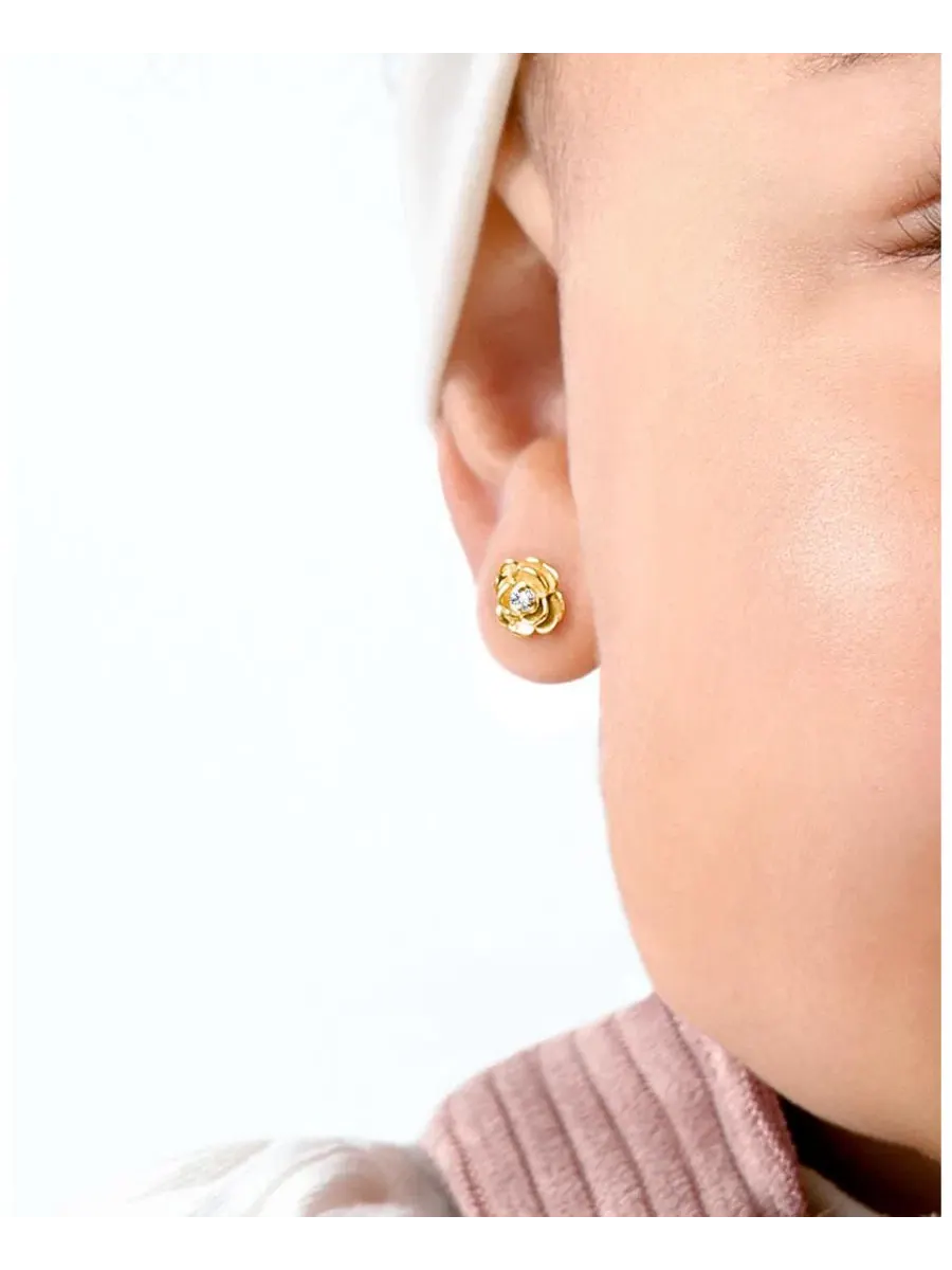 Серьги-гвоздики с фианитами 14K Radiance, винтовая застежка Tiny Blessings, желтое золото — изображение 2 из 4