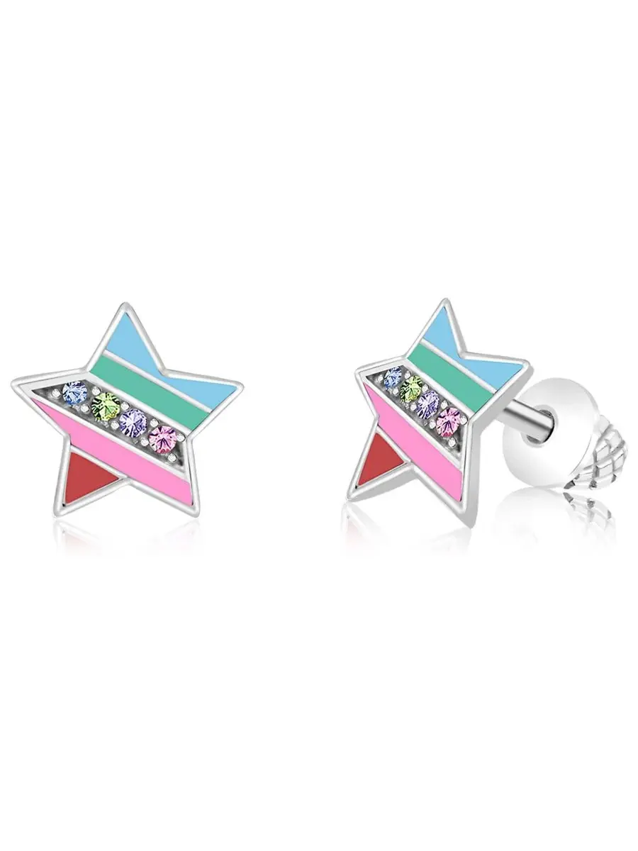 Серьги-гвоздики для девочек с гипоаллергенным покрытием, модель Kids Star Chanteur — изображение 1 из 3, оттенок нет цвета