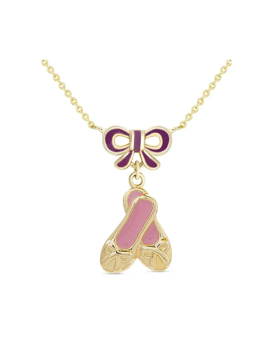 Детское колье с балеринами и бантом, 18K золото Lily Nily