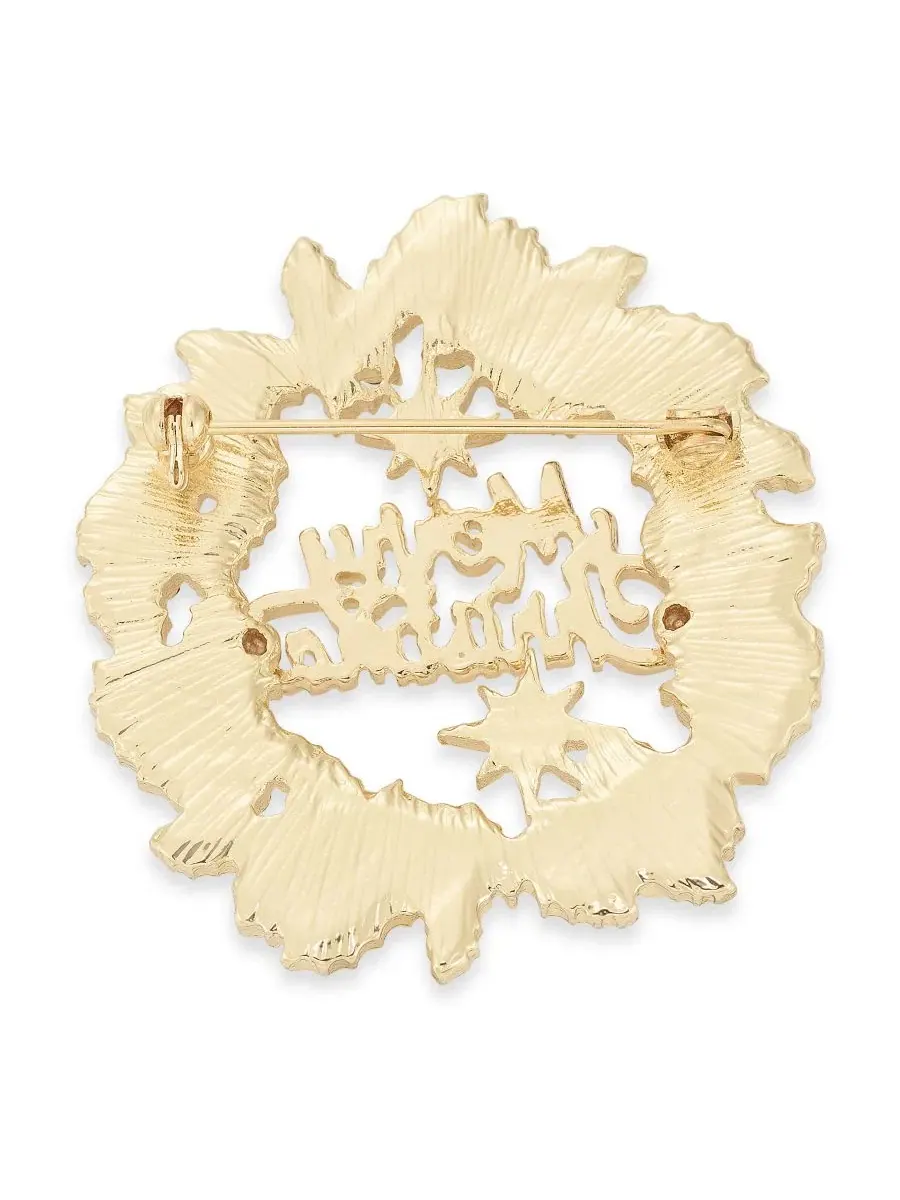 Брошь-венок с кристаллами Crystal Wreath Pin Holiday Lane — изображение 2 из 2, оттенок мульти
