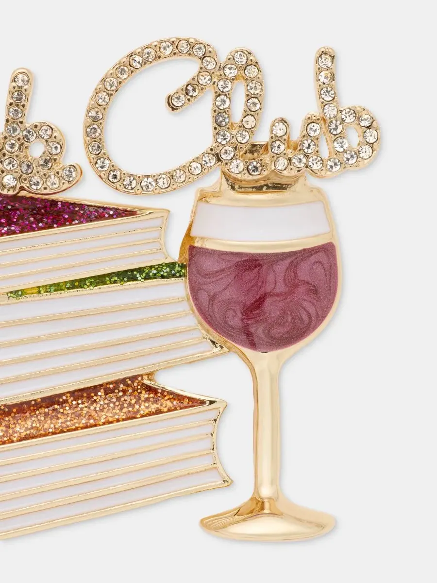 Брошь с принтом Книжный клуб Pavé & Glitter Book Club Anne Klein — изображение 2 из 4, оттенок мульти