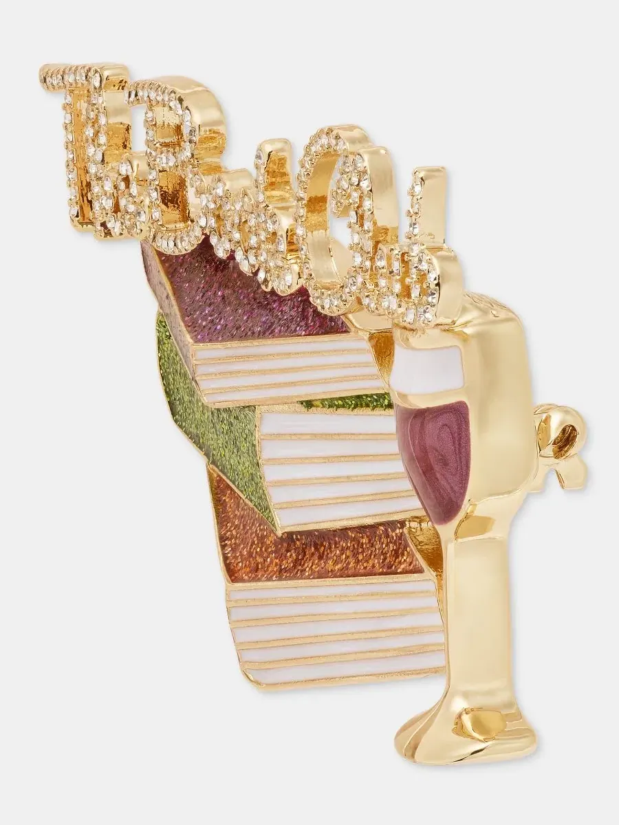 Брошь с принтом Книжный клуб Pavé & Glitter Book Club Anne Klein — изображение 3 из 4, оттенок мульти