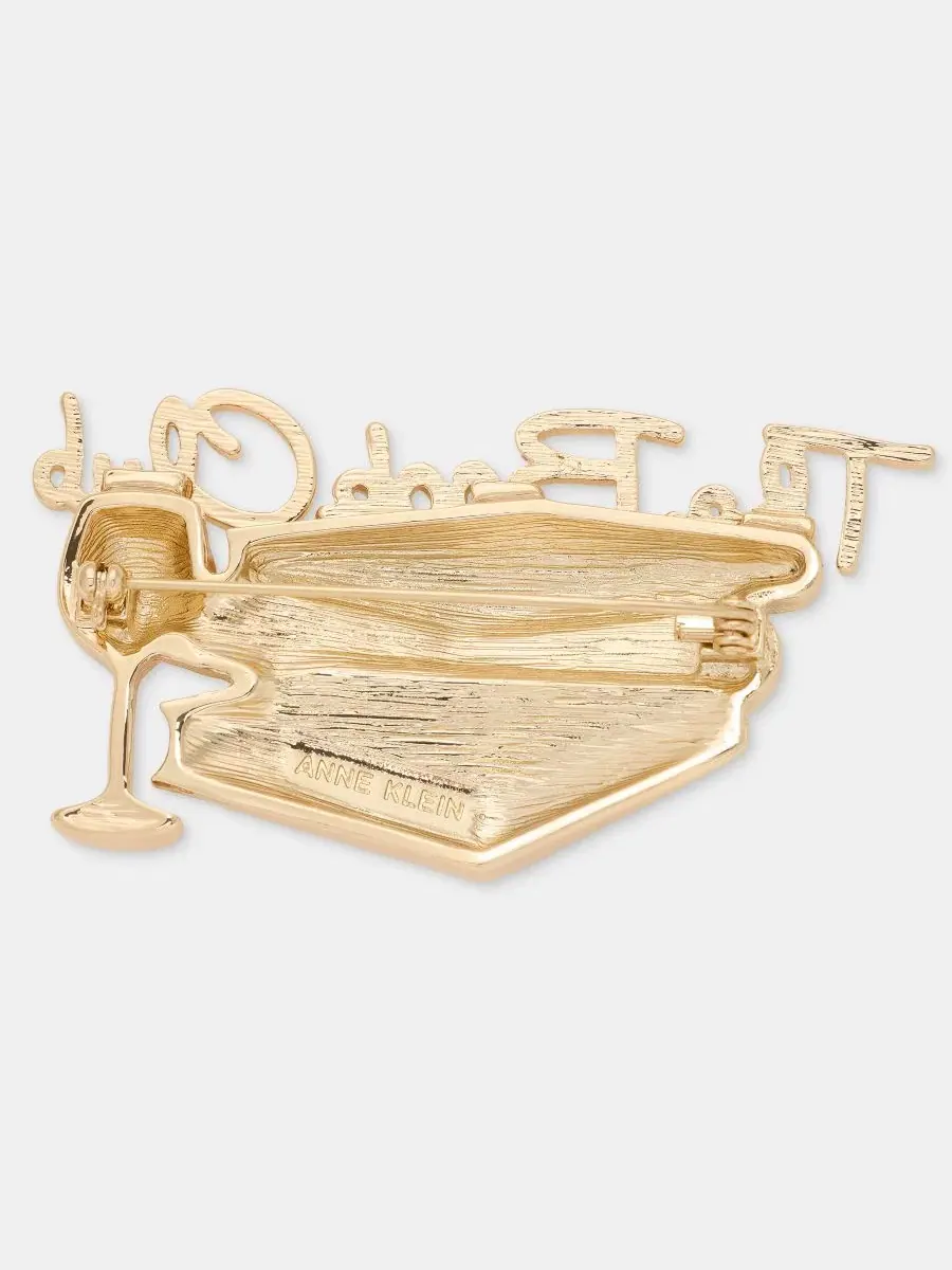 Брошь с принтом Книжный клуб Pavé & Glitter Book Club Anne Klein — изображение 4 из 4, оттенок мульти