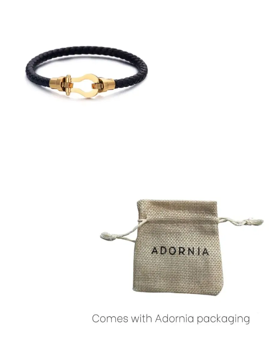 Браслет из кожи с магнитной застежкой, 18k золотое покрытие ADORNIA — изображение 2 из 3, оттенок черный