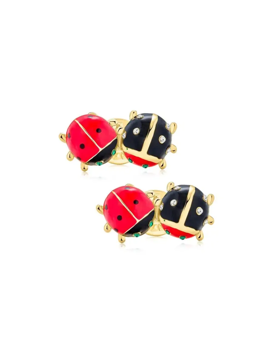 Значок-булавка для лацкана Lucky 2 Ladybug с эмалированным глазом и кристаллами Bling Jewelry