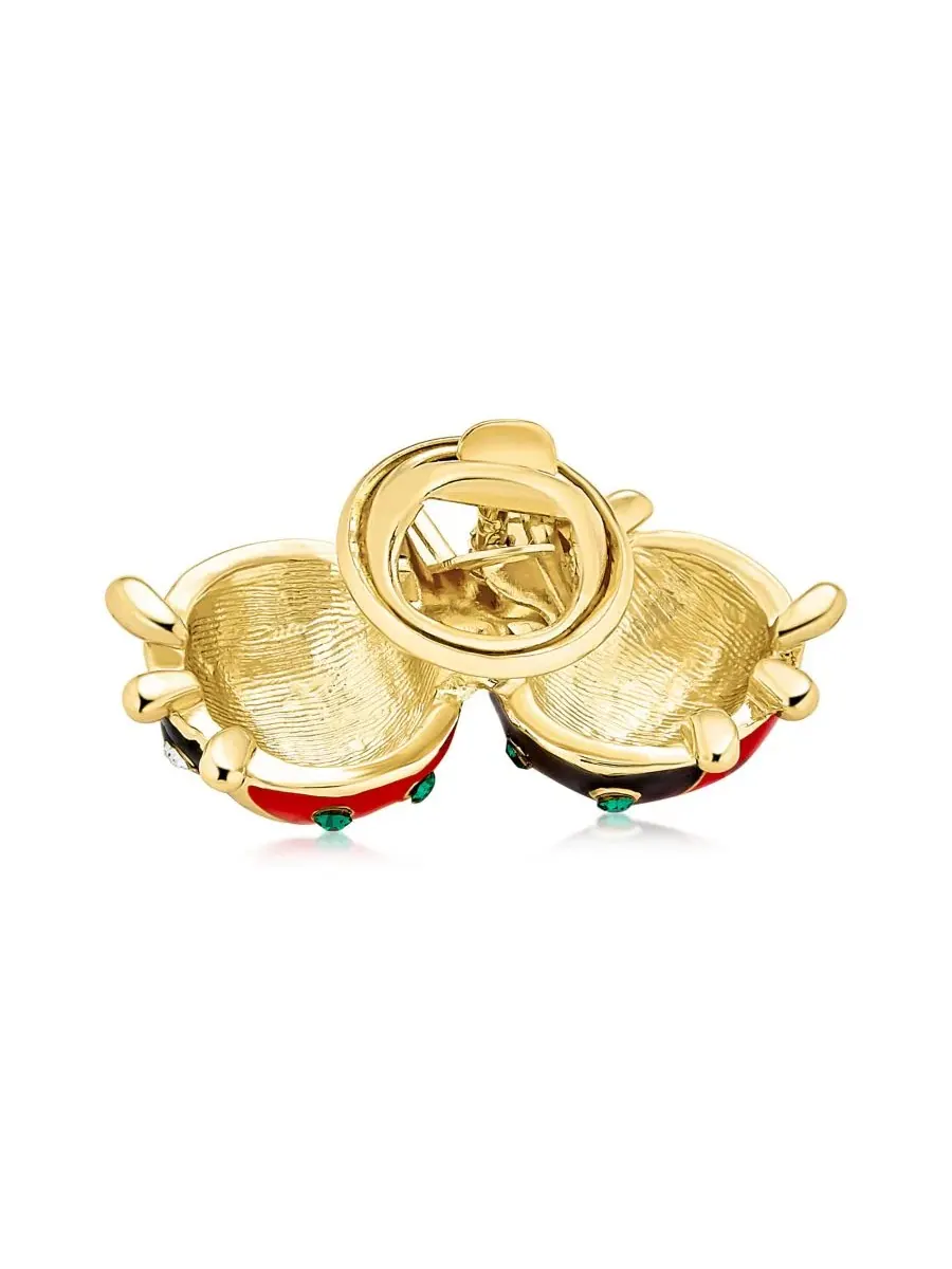 Значок-булавка для лацкана Lucky 2 Ladybug с эмалированным глазом и кристаллами Bling Jewelry — изображение 2 из 4
