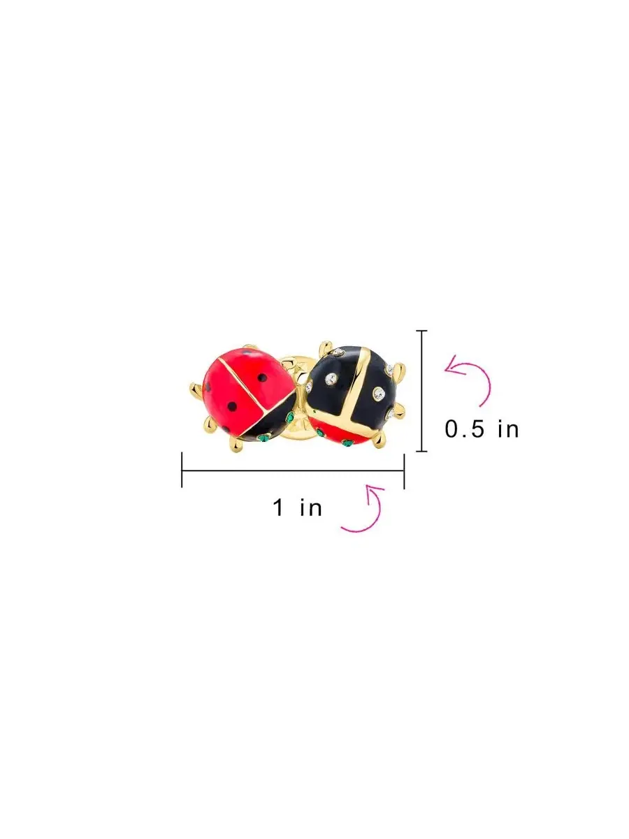 Значок-булавка для лацкана Lucky 2 Ladybug с эмалированным глазом и кристаллами Bling Jewelry — изображение 3 из 4