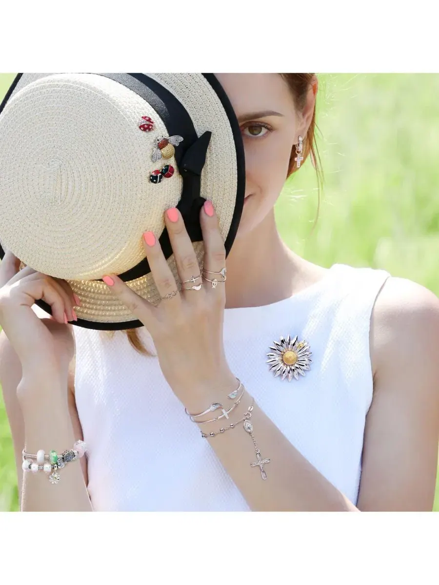 Значок-булавка для лацкана Lucky 2 Ladybug с эмалированным глазом и кристаллами Bling Jewelry — изображение 4 из 4
