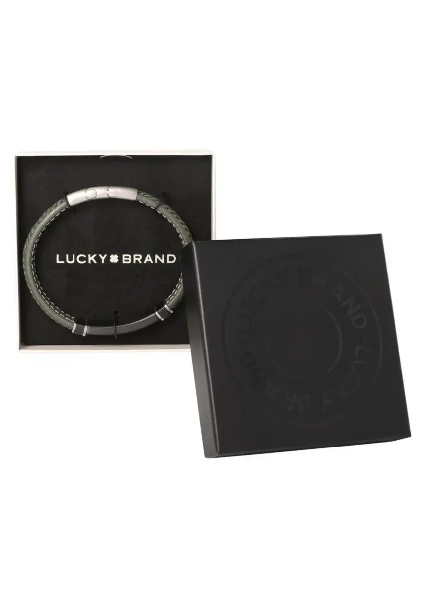 Мужской зеленый плетеный кожаный браслет Lucky Brand — изображение 5 из 5