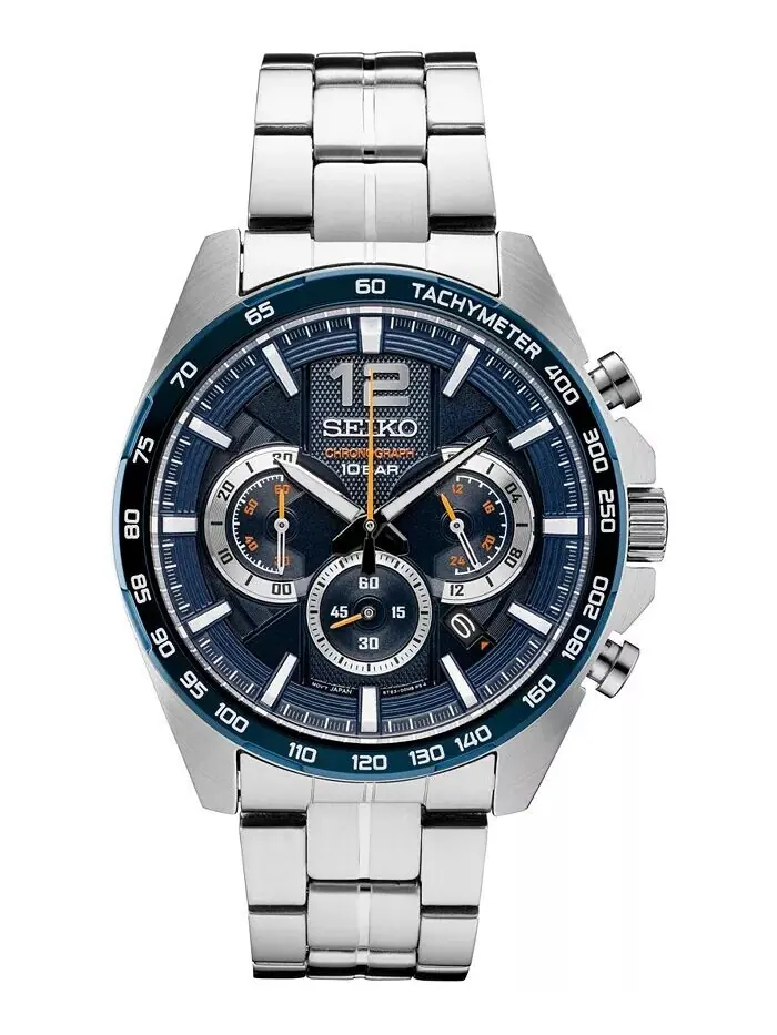 Мужские часы Essentials с хронографом и браслетом из нержавеющей стали, 43,9 мм Seiko — изображение 1 из 5