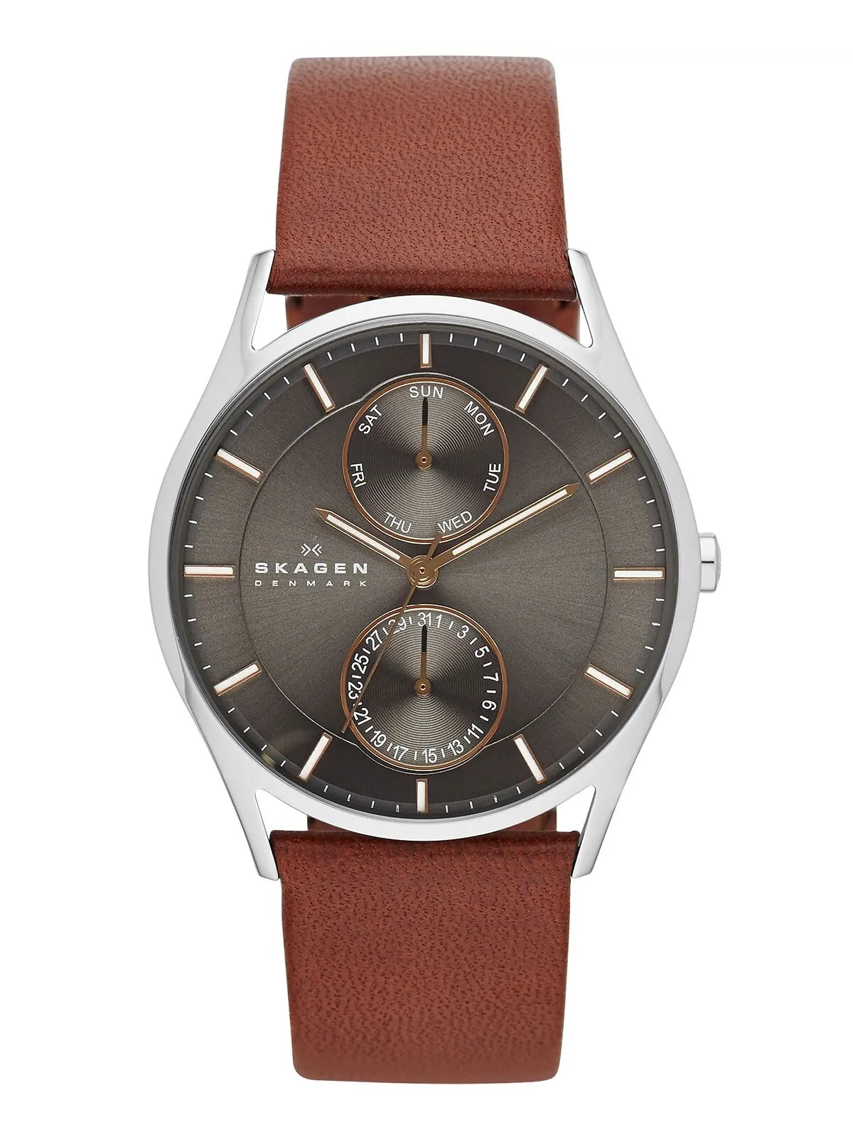 Мужские часы Holst с коричневым кожаным ремешком 40 мм SKW6086 Skagen