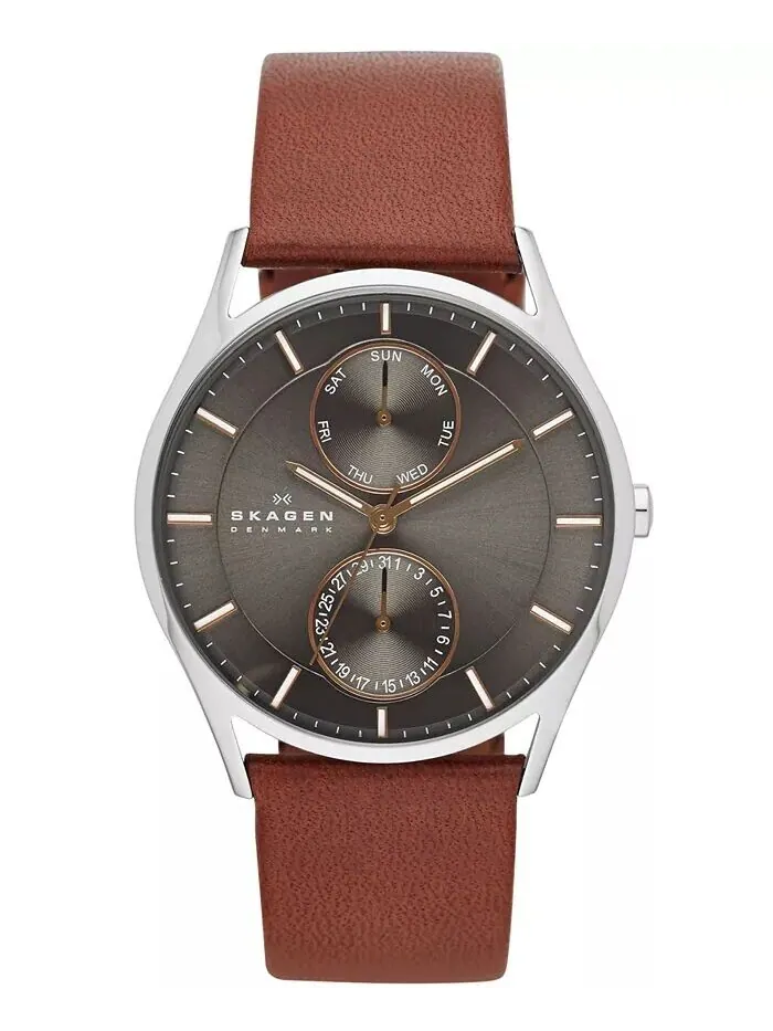 Мужские часы Holst с коричневым кожаным ремешком 40 мм SKW6086 Skagen