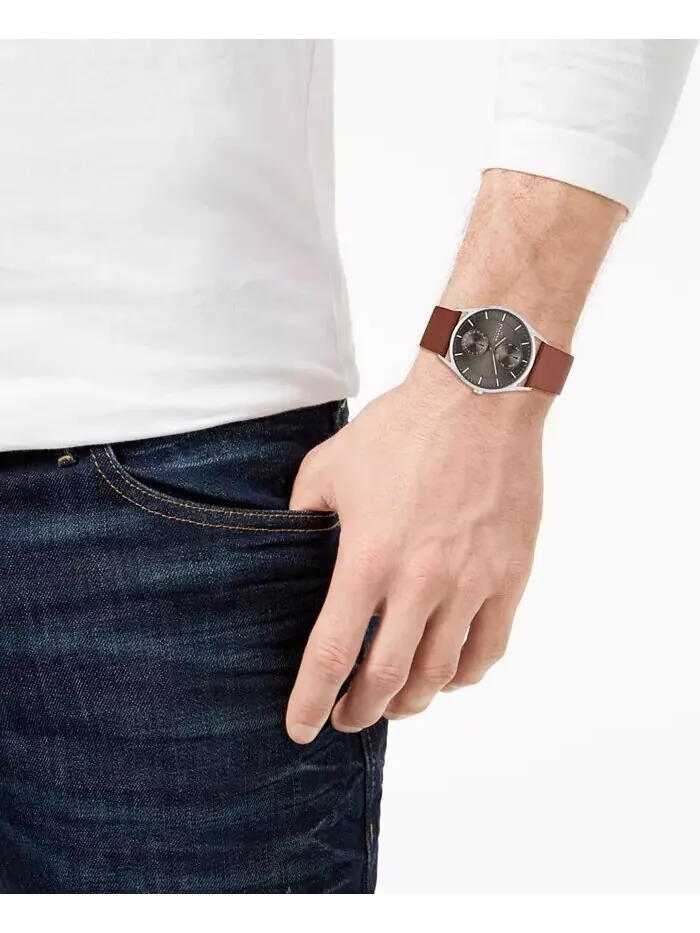 Мужские часы Holst с коричневым кожаным ремешком 40 мм SKW6086 Skagen — изображение 2 из 3