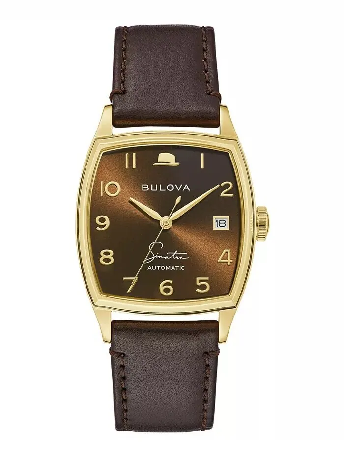 Мужские часы Frank Sinatra с автоматическим коричневым кожаным ремешком 33,5x45 мм Bulova — изображение 1 из 3