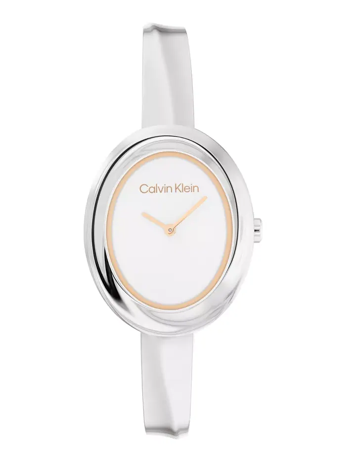 Женские часы с витым безелем из нержавеющей стали, браслет, 24 мм Calvin Klein