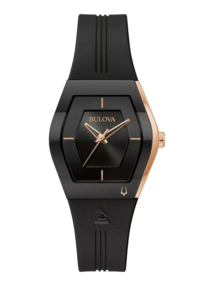 Женские часы Latin Grammy с черным силиконовым ремешком, 30.5 мм Bulova — изображение 1 из 3