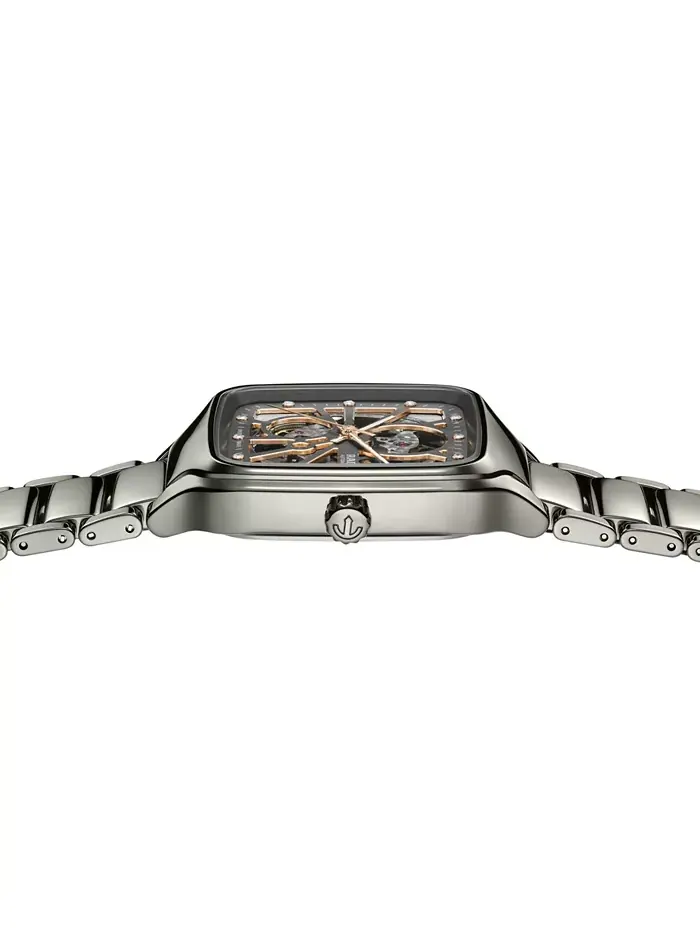 Унисекс-часы Swiss Automatic True Square Open Heart с бриллиантами (0,1 карат) на сером — изображение 3 из 4