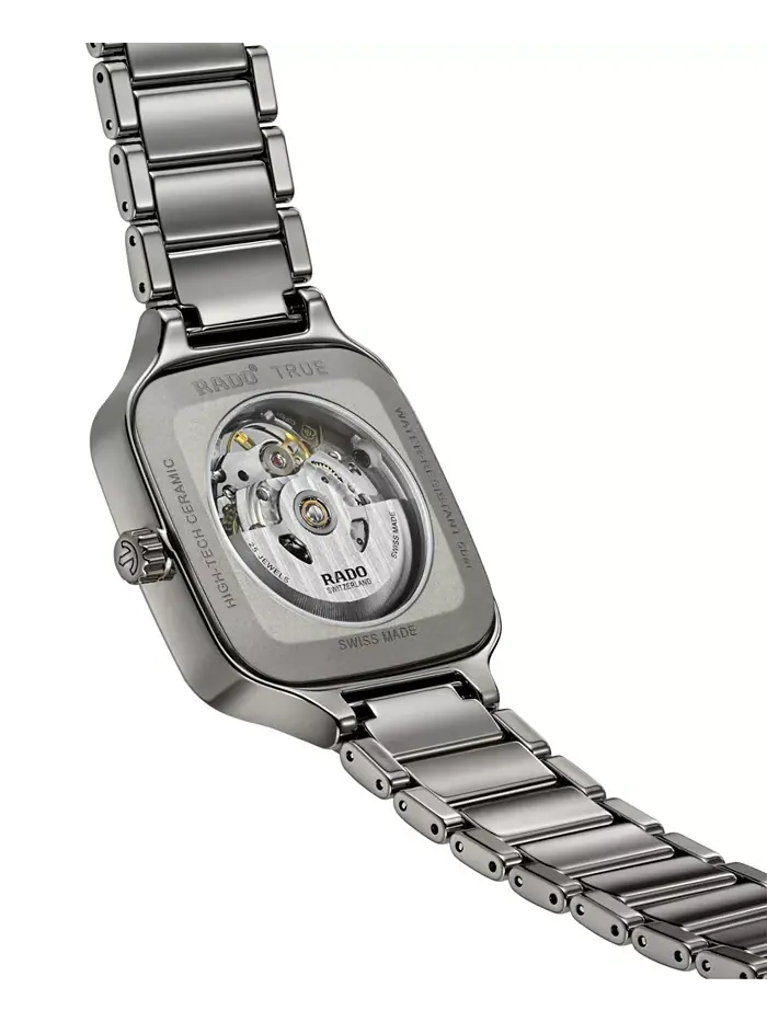 Унисекс-часы Swiss Automatic True Square Open Heart с бриллиантами (0,1 карат) на сером — изображение 4 из 4