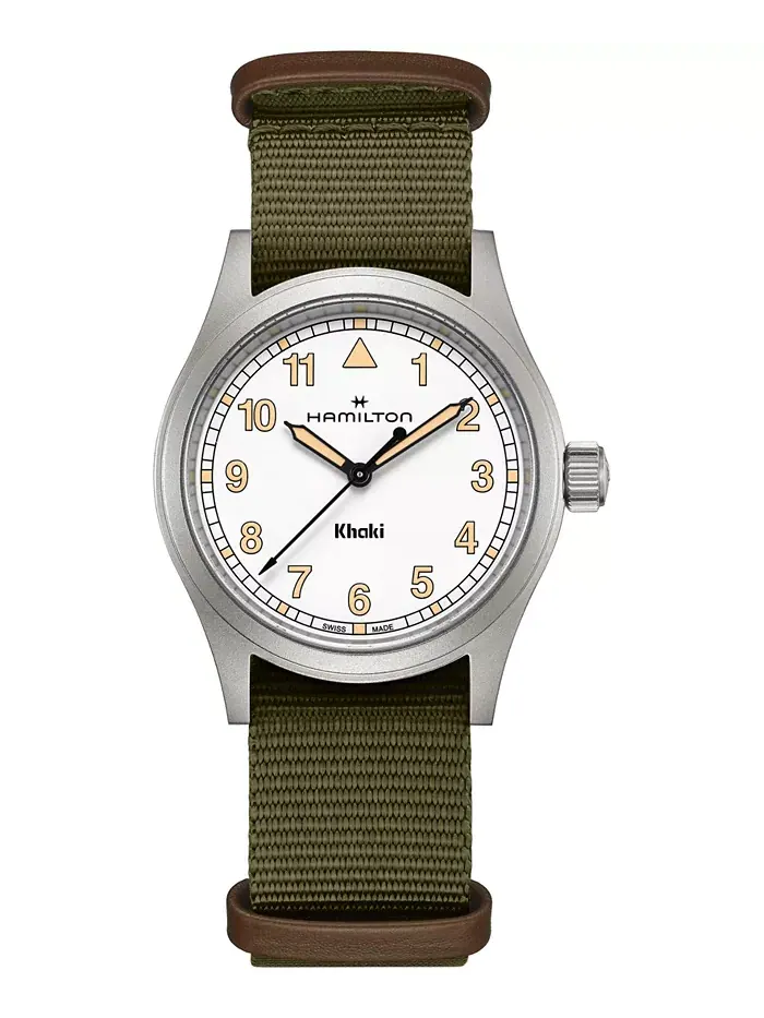 Мужские швейцарские часы Khaki Field Green с текстильным ремешком, 38 мм Hamilton — изображение 1 из 3