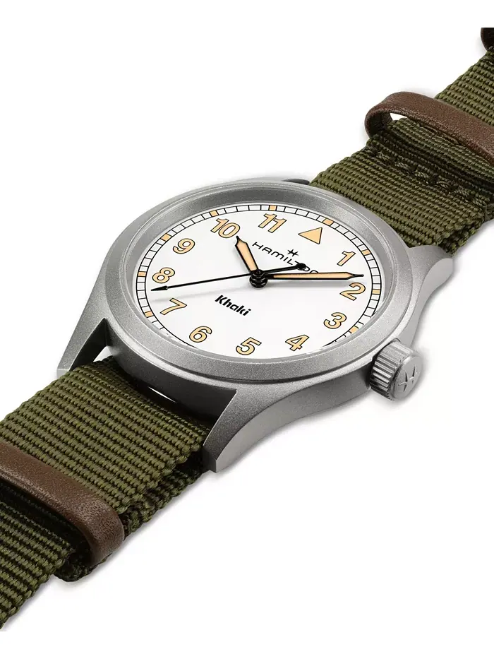 Мужские швейцарские часы Khaki Field Green с текстильным ремешком, 38 мм Hamilton — изображение 2 из 3